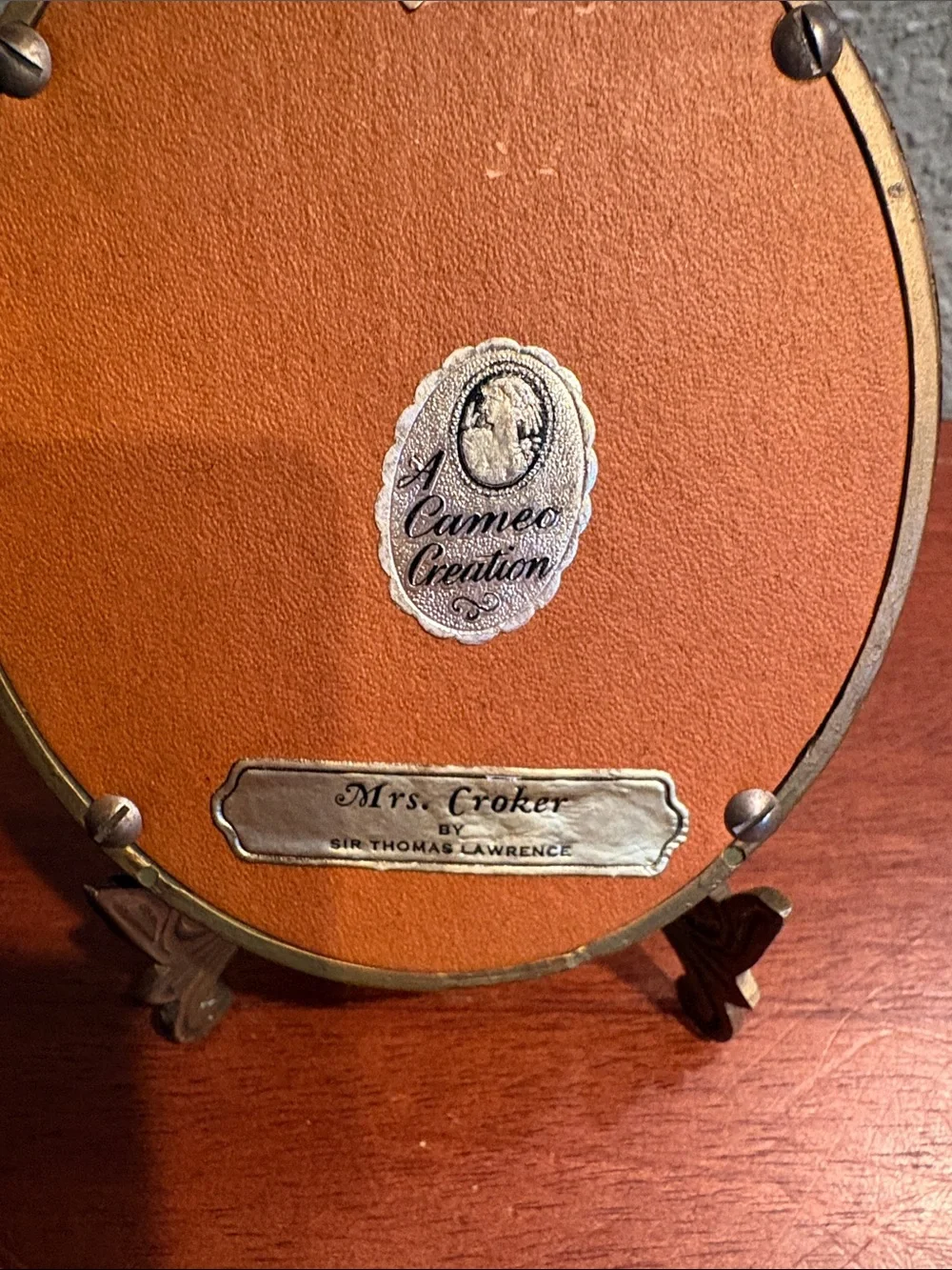 Vintage Oval Cameo Creation by Sir Thomas Lawrence titled Mrs Croker